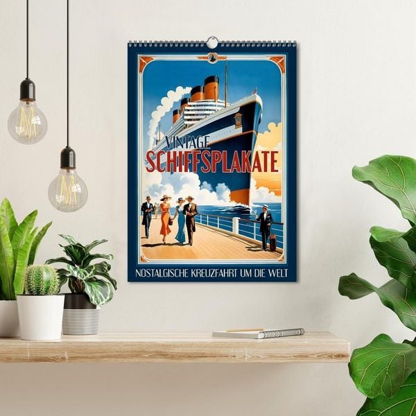Produktbild: Vintage Schiffsplakate - nostalgische Kreuzfahrt um die Welt (Wandkalender 2026 DIN A3 hoch), CALVENDO Monatskalender