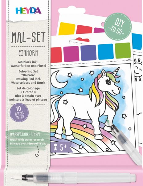 Produktbild: Heyda Mal Set Einhorn - Malblock inkl. Wasserfarben und Pinsel, 10 Motive