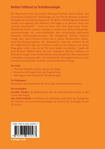 Produktbild: Berliner Schl&uuml;ssel zur Techniksoziologie