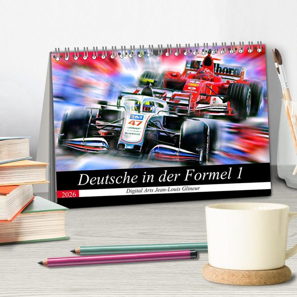 Produktbild: Deutsche in der Formel 1 (Tischkalender 2026 DIN A5 quer), CALVENDO Monatskalender