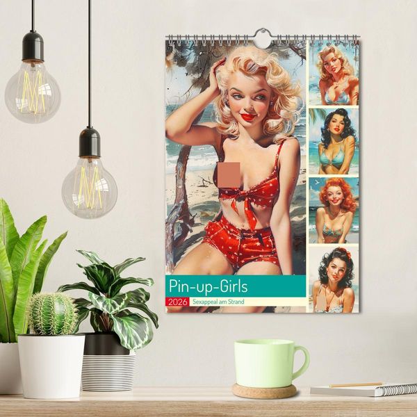 Produktbild: Pin-up-Girls. Sexappeal am Strand (Wandkalender 2026 DIN A4 hoch), CALVENDO Monatskalender