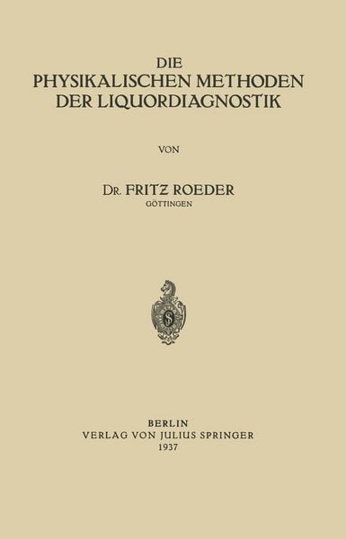 Produktbild: Die Physikalischen Methoden der Liquordiagnostik