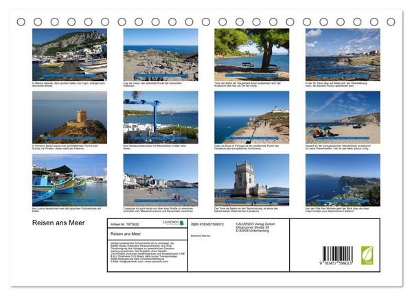 Produktbild: Reisen ans Meer (Tischkalender 2026 DIN A5 quer), CALVENDO Monatskalender