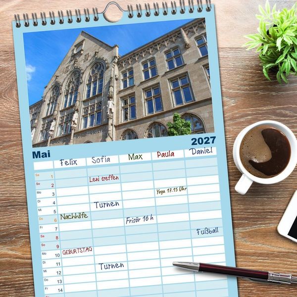 Produktbild: Familienplaner 2027 - Altes K&ouml;ln - Denkm&auml;ler und Historische Bauten mit 5 Spalten (Wandkalender, 21 x 45 cm) CALVENDO