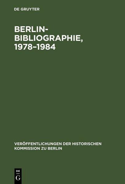 Produktbild: Berlin-Bibliographie, 1978-1984