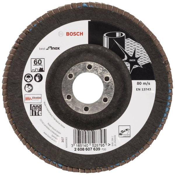 Bosch Accessories 2608607639 X581 Fächerschleifscheibe Durchmesser 125 mm Bohrungs-Ø 22.33 mm Edelstahl 1 St.