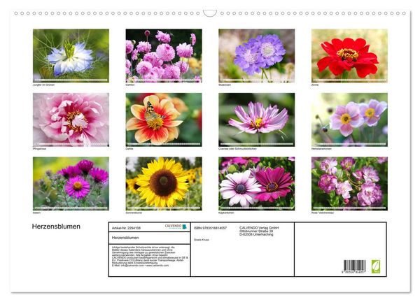 Produktbild: Herzensblumen (Wandkalender 2027 DIN A2 quer), CALVENDO Monatskalender