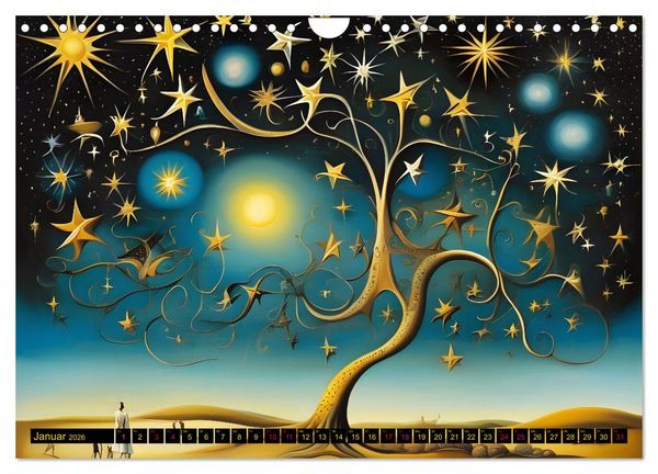Produktbild: Erde, Sonne, Mond und Sterne Surrealistische Kunstwerke (Wandkalender 2026 DIN A4 quer), CALVENDO Monatskalender