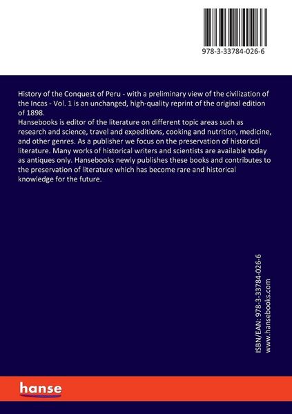 Produktbild: History of the Conquest of Peru
