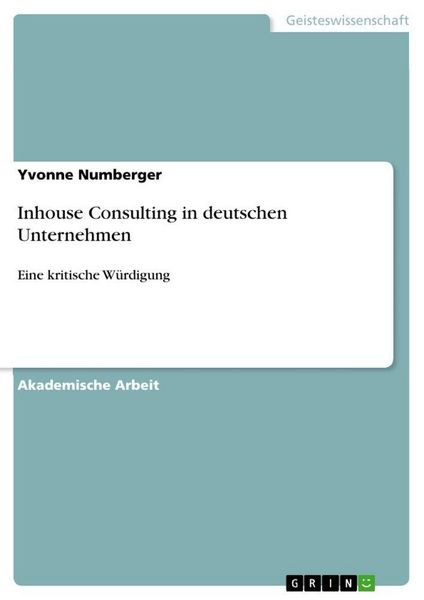 Produktbild: Inhouse Consulting in deutschen Unternehmen