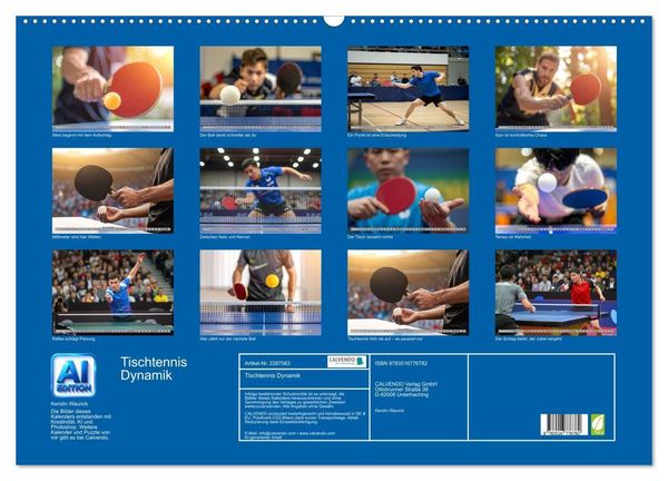 Produktbild: Tischtennis Dynamik (Wandkalender 2027 DIN A2 quer), CALVENDO Monatskalender