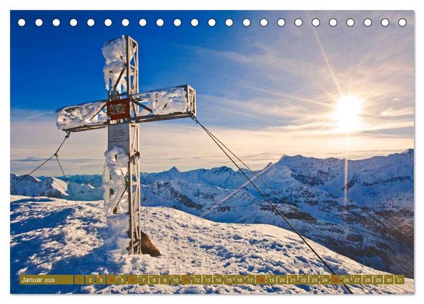 Produktbild: Gipfelkreuze im Sonnenlicht (Tischkalender 2026 DIN A5 quer), CALVENDO Monatskalender