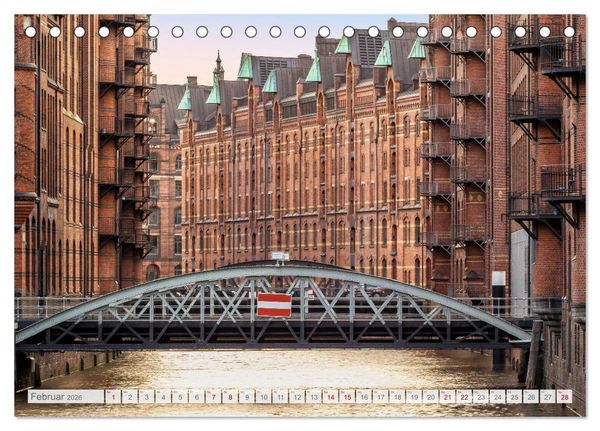 Produktbild: Hamburg. HafenCity, Kontorhausviertel und Speicherstadt. (Tischkalender 2026 DIN A5 quer), CALVENDO Monatskalender