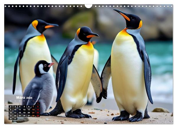 Produktbild: Mit den Pinguinen (Wandkalender 2026 DIN A3 quer), CALVENDO Monatskalender