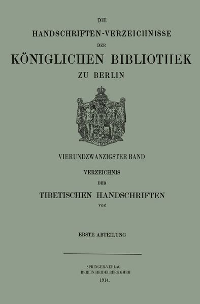 Produktbild: Verzeichnis der Tibetischen Handschriften der K&ouml;niglichen Bibliothek zu Berlin