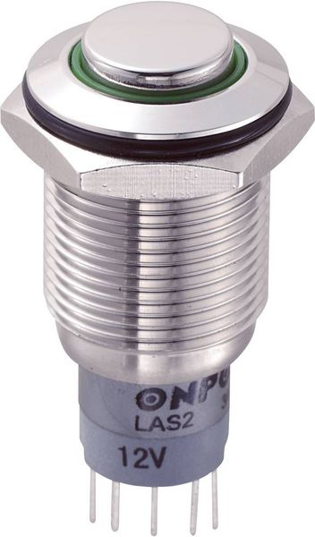 TRU COMPONENTS 701933 LAS2GQH-11E/G/12V/S/P Vandalismusgeschützter Drucktaster 250 V/AC 3 A 1 x Ein/(Ein) tastend Grün 1 St.