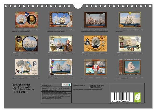 Produktbild: 500 Jahre unter Segeln - von der GOLDEN HIND zur KERSHONES (Wandkalender 2026 DIN A4 quer), CALVENDO Monatskalender