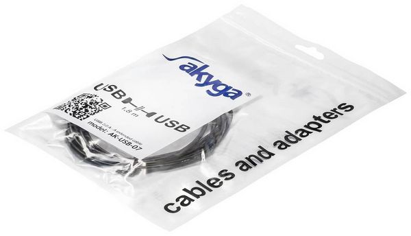 Produktbild: Akyga USB-Kabel USB-A Stecker, USB-A Buchse 1.80m Schwarz AK-USB-07