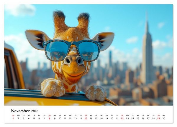 Produktbild: Lustige Tierreisen - Bunter Spa&szlig; f&uuml;r Kinder (Wandkalender 2026 DIN A4 quer), CALVENDO Monatskalender