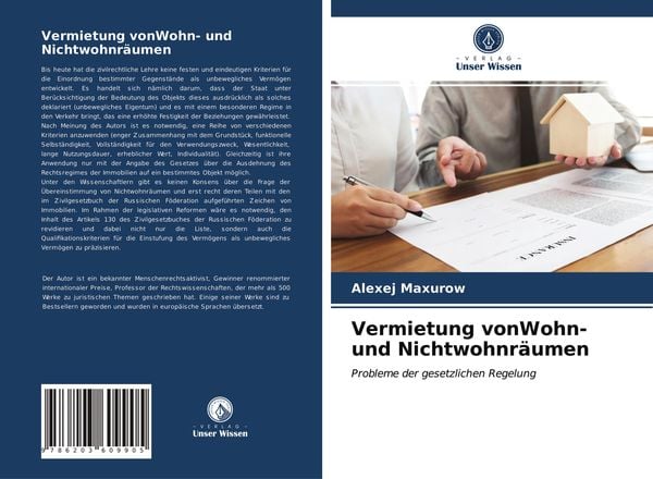 Vermietung vonWohn- und Nichtwohnräumen, Taschenbuch von Alexej Maxurow, Verlag Unser Wissen, 9786203609905
