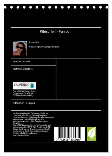 Produktbild: Kitesurfen - Fun pur (Tischkalender 2026 DIN A5 hoch), CALVENDO Monatskalender