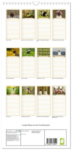 Produktbild: Familienplaner 2027 - Lustige M&ouml;pse aus der Hundeknipserei mit 5 Spalten (Wandkalender, 21 x 45 cm) CALVENDO