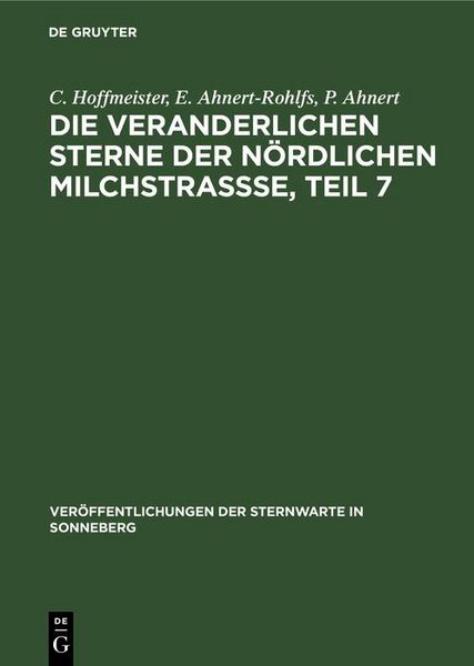 Produktbild: Die veranderlichen Sterne der n&ouml;rdlichen Milchstra&szlig;se, Teil 7