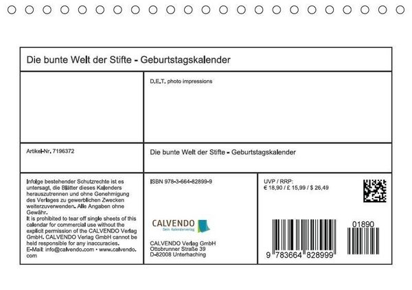 Produktbild: Die bunte Welt der Stifte - Geburtstagskalender (Tischkalender immerw&auml;hrend DIN A5 quer)