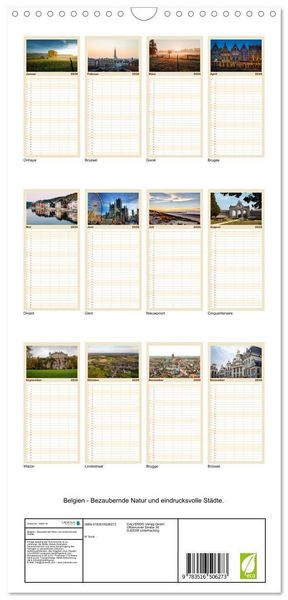 Produktbild: Familienplaner 2026 - Belgien - Bezaubernde Natur und eindrucksvolle St&auml;dte. mit 5 Spalten (Wandkalender, 21 x 45 cm) CALVENDO
