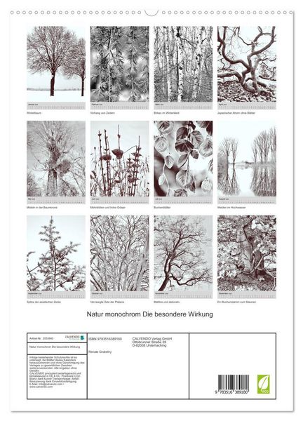 Produktbild: Natur monochrom Die besondere Wirkung (hochwertiger Premium Wandkalender 2026 DIN A2 hoch), Kunstdruck in Hochglanz