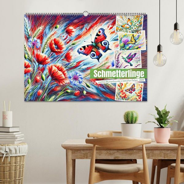 Produktbild: Schmetterlinge und ihre Blumenfreunde in lebhaften Farben (Wandkalender 2026 DIN A2 quer), CALVENDO Monatskalender