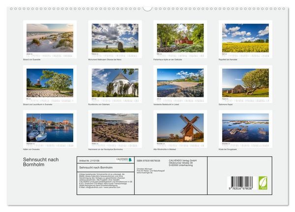 Produktbild: Sehnsucht nach Bornholm (hochwertiger Premium Wandkalender 2026 DIN A2 quer), Kunstdruck in Hochglanz