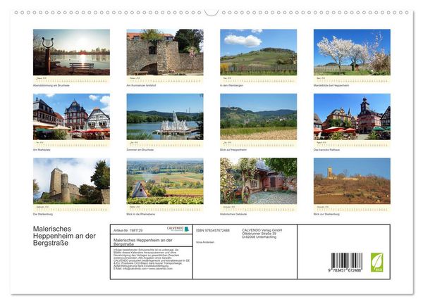 Produktbild: Malerisches Heppenheim an der Bergstra&szlig;e (hochwertiger Premium Wandkalender 2026 DIN A2 quer), Kunstdruck in Hochglanz