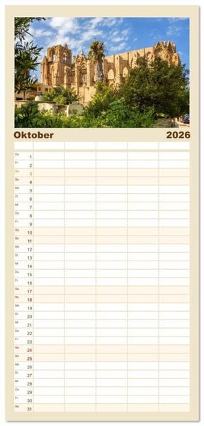 Produktbild: Familienplaner 2026 - Urlaubsparadies in Nordzypern mit 5 Spalten (Wandkalender, 21 x 45 cm) CALVENDO