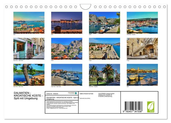 Produktbild: DALMATIEN - KROATISCHE K&Uuml;STE - Split mit Umgebung (Wandkalender 2026 DIN A4 quer), CALVENDO Monatskalender