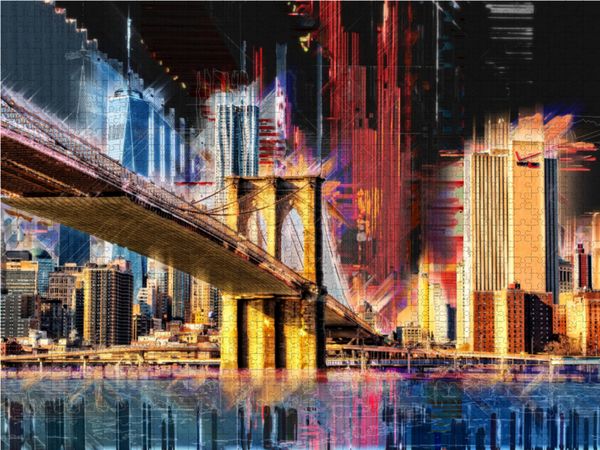Produktbild: CALVENDO Puzzle New York, Brooklyn Bridge | 1000 Teile Lege-Gr&ouml;&szlig;e 64x48cm Foto-Puzzle f&uuml;r gl&uuml;ckliche Stunden