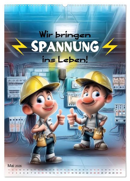 Produktbild: Elektrikerspr&uuml;che (hochwertiger Premium Wandkalender 2026 DIN A2 hoch), Kunstdruck in Hochglanz