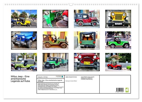Produktbild: Willys Jeep - Eine amerikanische Legende auf Kuba (Wandkalender 2026 DIN A2 quer), CALVENDO Monatskalender