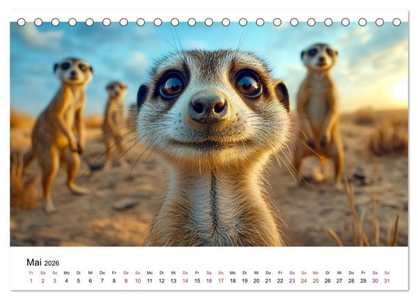 Produktbild: Erdm&auml;nnchen - coole Typen (Tischkalender 2026 DIN A5 quer), CALVENDO Monatskalender