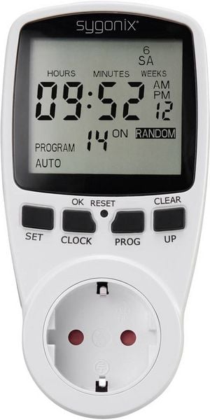 Produktbild: Sygonix 1625525 Steckdosen-Zeitschaltuhr digital Wochenprogramm 3680 W Timer-Funktion, START/STOPP-Funktion, Zufallsfunktion