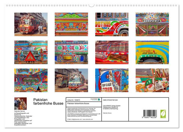 Produktbild: Pakistan farbenfrohe Busse (hochwertiger Premium Wandkalender 2026 DIN A2 quer), Kunstdruck in Hochglanz