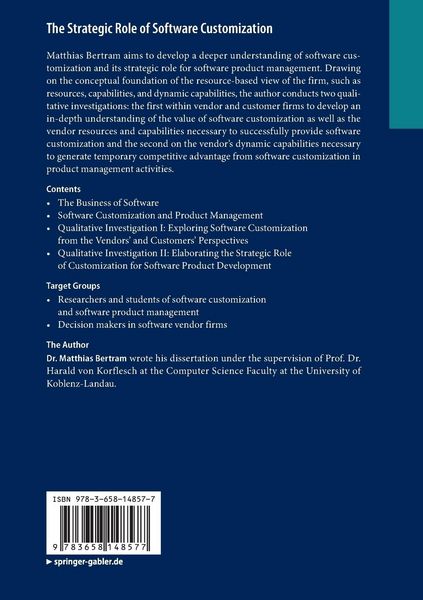 Produktbild: The Strategic Role of Software Customization