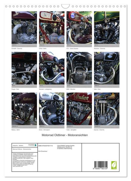 Produktbild: Motorrad Oldtimer - Motoransichten (Wandkalender 2025 DIN A3 hoch), CALVENDO Monatskalender