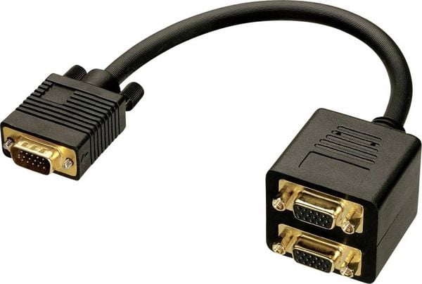 Produktbild: LINDY 41214 VGA Y-Adapter [1x VGA-Stecker - 2x VGA-Stecker] Schwarz 0.18 m