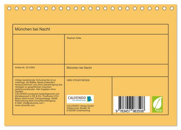 Produktbild: M&uuml;nchen bei Nacht (Tischkalender 2026 DIN A5 quer), CALVENDO Monatskalender
