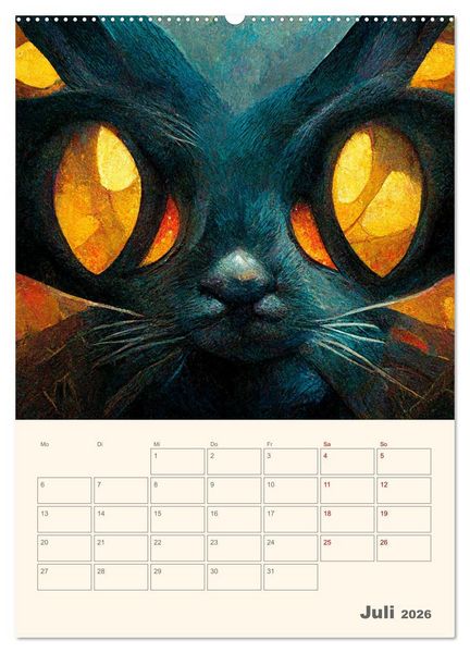 Produktbild: Die 7 Leben einer Katze (hochwertiger Premium Wandkalender 2026 DIN A2 hoch), Kunstdruck in Hochglanz