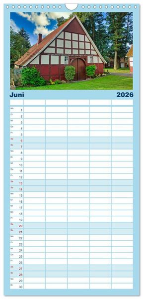 Produktbild: Familienplaner 2026 - Baukunst Fachwerk mit 5 Spalten (Wandkalender, 21 x 45 cm) CALVENDO