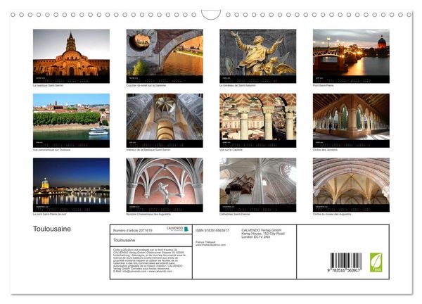 Produktbild: Toulousaine (Calendrier mural 2026 DIN A3 vertical), CALVENDO calendrier mensuel