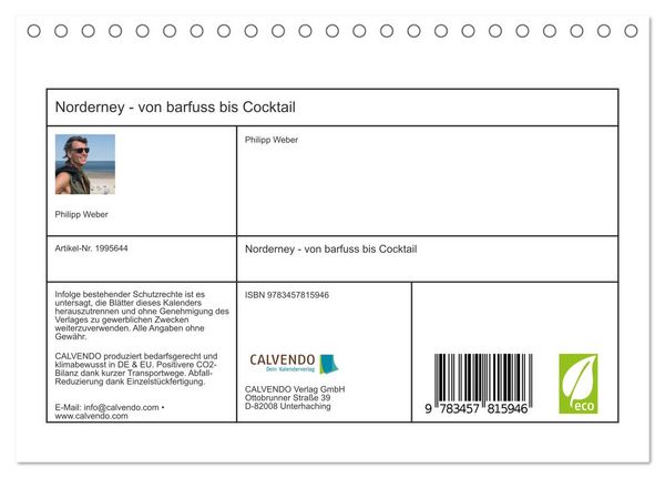 Produktbild: Norderney - von barfuss bis Cocktail (Tischkalender 2026 DIN A5 quer), CALVENDO Monatskalender