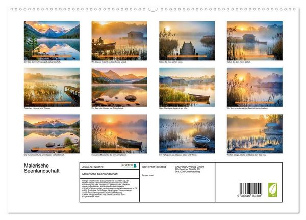 Produktbild: Malerische Seenlandschaft (hochwertiger Premium Wandkalender 2027 DIN A2 quer), Kunstdruck in Hochglanz